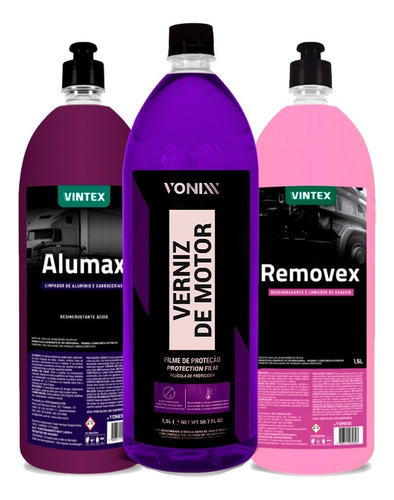 Kit Removex 1,5l + Alumax 1,5l + Verniz De Motor 1,5l Vonixx