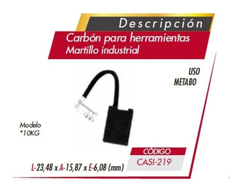 Carbon Martillo Industrial L  Metabo 10 Kgs  