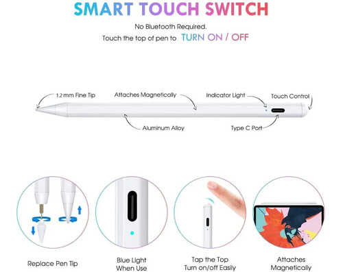 Caneta Stylus Com Palm Rejection Sensor De Pressão Para iPad