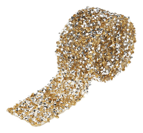 Rollo De Malla De Cinta Amarilla Con Diamantes De Imitación