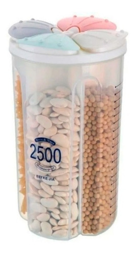 Pote Plástico S/ Bpa C/ 4 Divisórias P/ Alimentos - 2500 Ml