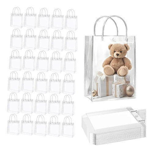40 Bolsa Regalo Con Asa Transparentes Boda Bautizo Recuerdos