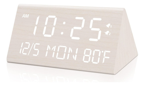 Fomobest Reloj Despertador Digital De Madera, 0-100% Atenuad