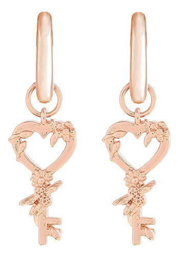 Olivia Burton Aretes para Dama OBJBBE06 Celebration Key Huggies Chapado en Oro Rosa 18k