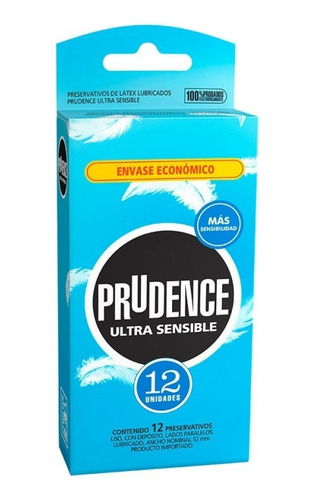 Preservativo De Latex Lubricado Ultra Sensible 12u Prudence