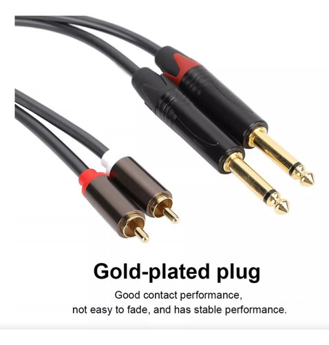 Cable De Audio Dual Rca Macho A Dual Plug 6.35 1.5 Metros