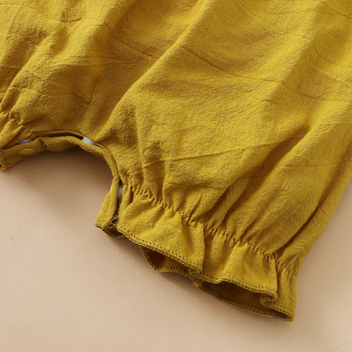 Mameluco De Verano De Algodón Con Diadema Tirantes Y Encaje Amarillo 0-3 M Lisa