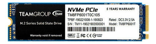 Disco Sólido M.2 Nvme Teamgroup Mp33 Pcie 1tb Ssd Dc +3.3v Color Blue