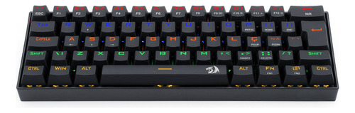 Teclado gamer Redragon Lakshmi K606R QWERTY MK2 Blue português Brasil cor preto com luz rainbow