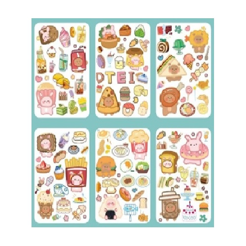 6 Laminas De Stickers Comida Japonesa, Fast Food, Kawaii