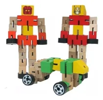 Comprar 10 Robots Transformer Madera Articulado Infantil Motricidad