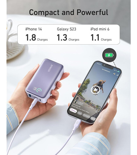 Power Bank Anker Cargador portátil Power IQ 3.0 con Salida máxima PD de 30 W PowerCore 30 W batería de 10,000 mAh para iPhone 17 Series MacBook DELL Microsoft Surface iPad Pro y Más Negro