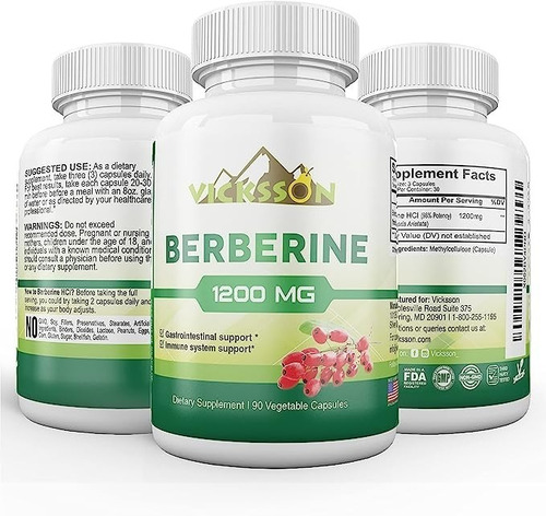 Imagen 5 de 5 de Berberine Hcl 1200 Mg 90 Cápsulas Oferta Remate