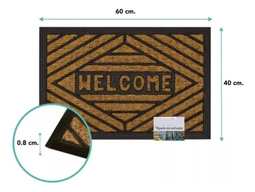 Tapete De Entrada Welcome Fibra De Coco 60cm X 40cm