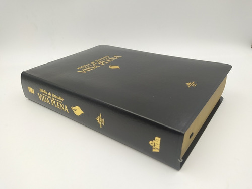 Biblia De Estudio Vida Plena Rvr-1960 Piel Especial Negro