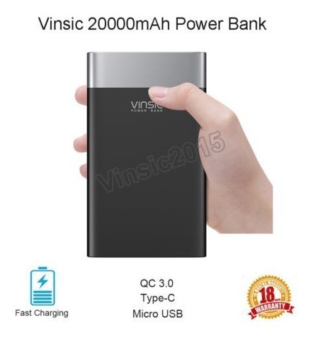 Vinsic 20000mah Qc 3.0 Cargador Rápido Tipo C Poder Banco Po