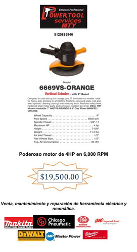 Esmeriladora Neumática Michigan 6669 Vs Orange Heavy Duty