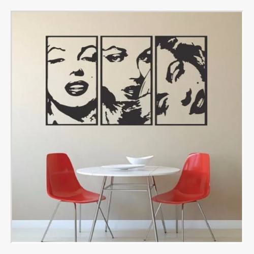 Vinilo Decorativo Marilyn Monroe Cuadro Triptico Adhesivo Gr