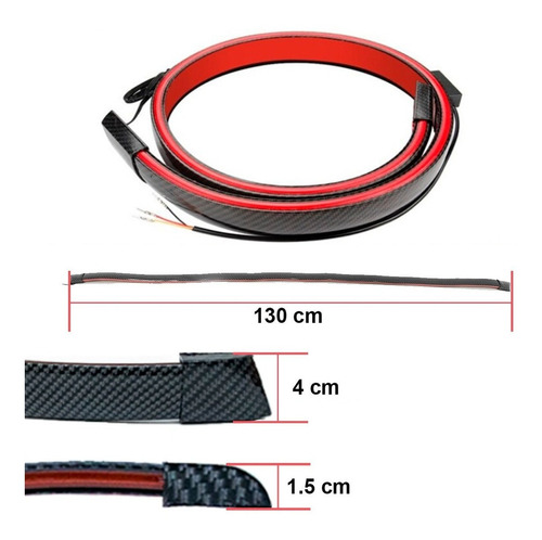 Spoiler De Cajuela Stop Led Secuencial Flexible Fibra Carbon