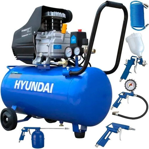 Compresor  Hyundai  2hp  50lts  Kit 5 Piezas 