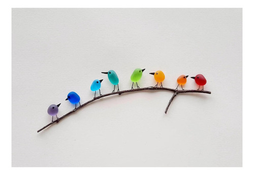 R Sea Glass Birds, Arte En Vidrio Marino, Decoración De Pare