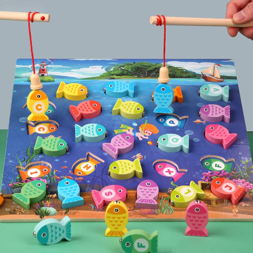 Para Juego De Pesca Con Imán De Madera For Niños /