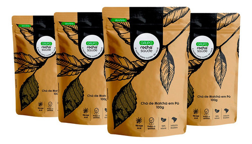 Chá Grupo Rocha Saúde Natural Em Pó Matcha Em Pó 400 G Pacote X 4