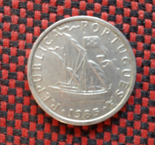 Portugal 5 Escudos 1985 Km#591 Moneda Cuproniquel Sin Pulir