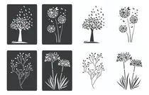 Comprar Stencil 21x29 Botánica  Hojas Flores Combo X 4 Noreste Ideas
