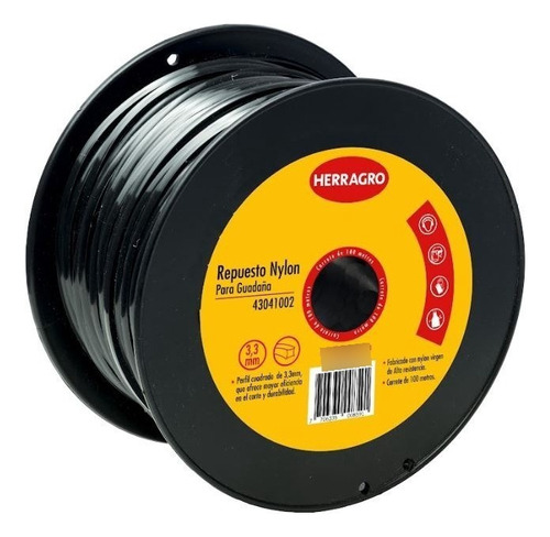 Nylon Guadañar Negro Redondo 3.3 Mm, 400 Metros - Herragro