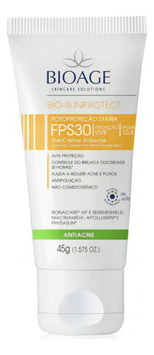 Protetor Solar Fps30 Antiacne Bioage 45g
