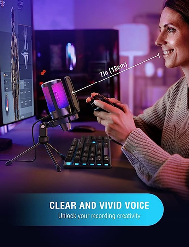 Kit De Micrófono Fifine, Con Soporte De Brazo, Usb, Rgb