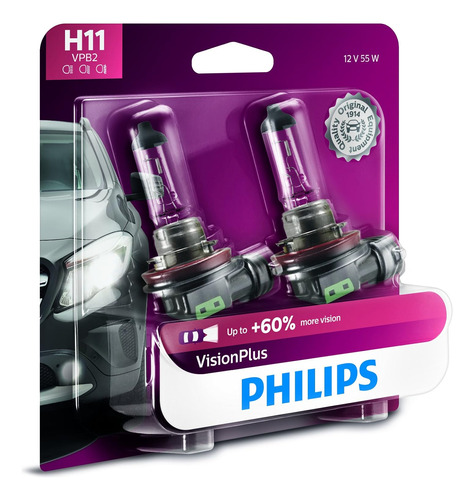 Lampara Led Philips Mayor Visión, 6000 K, H11, Blanca