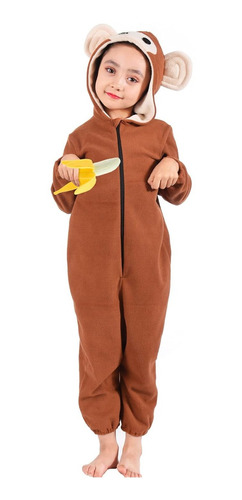 Kids Monkey Onesie Pijamas Disfraz De Mono Animal Para Niño