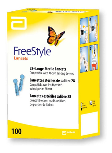 Freestyle Optium Lancetas Esteriles Calibre 28 X100 Unidades