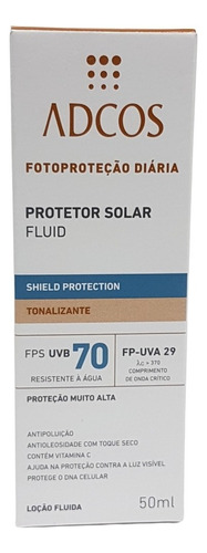 Filtro Solar Tonalizante Fps70 Fluid 50ml Adcos