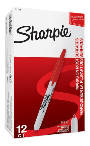 Caja Set Sharpie X12 Unidades Marcadores Retractil P. Fina