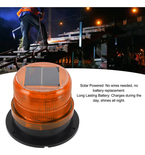 Td Baliza Solar, Luz De Precaución, 8 Led, Sensor Del