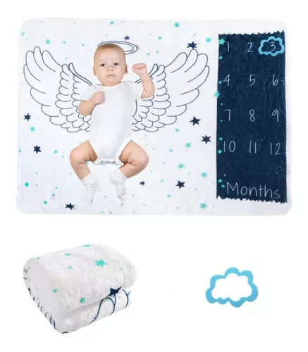 Manta Cumple Meses Alas de Ángel【 PERSONALIZADA 】 – Mofletes