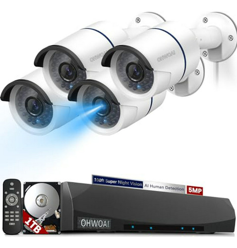 Sistema Cámaras De Seguridad Compatible Con Nvr 4k Y 4 Cámar