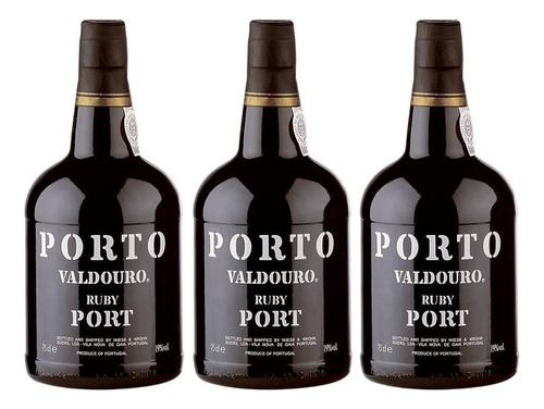 Kit 3 Unidades Vinho Do Porto Valdouro Ruby 750ml