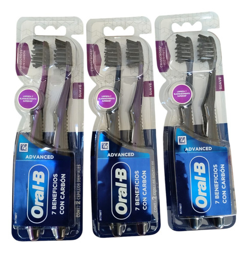 Cepillo Oral-b Advanced 7 Beneficios Con Carbón Pack3pz