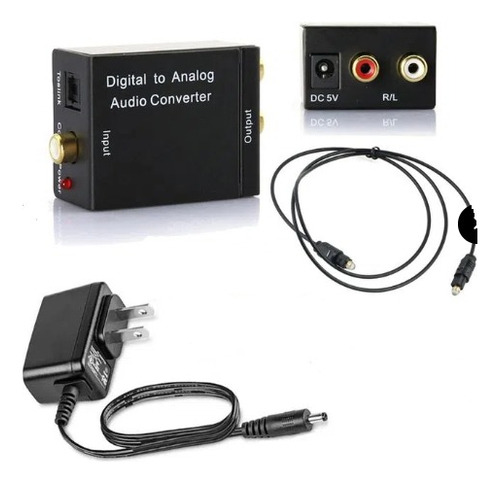 Convertidor Conversor Audio Digital A Rca + Cable Optico Inc