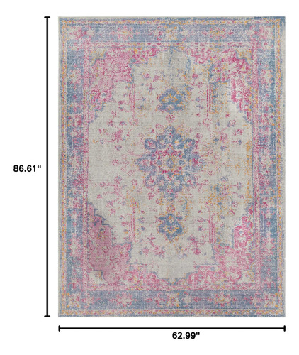 Alfombra Persa Oriental Bohemia 160 X 215 Cm Lavanda Borgoña