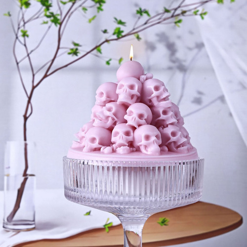 Molde De Silicona Con Forma De Cabeza Para Velas Y Jabón