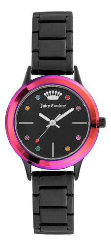 Reloj Juicy Couture Mujer Brazalete Acero Negro Bisel Rosa Color De La Correa Negra Color Del Bisel Negra Color Del Fondo Negra
