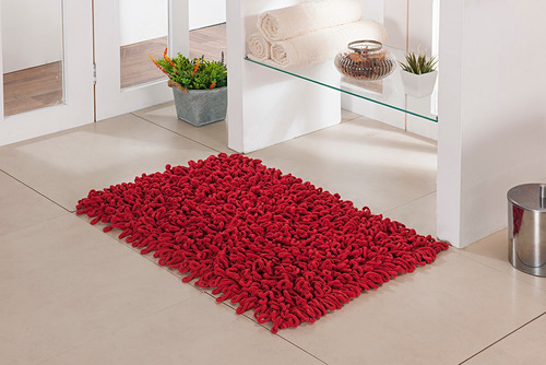 Tapete De Banheiro Loop 60cm X 40cm Vermelho Niazitex