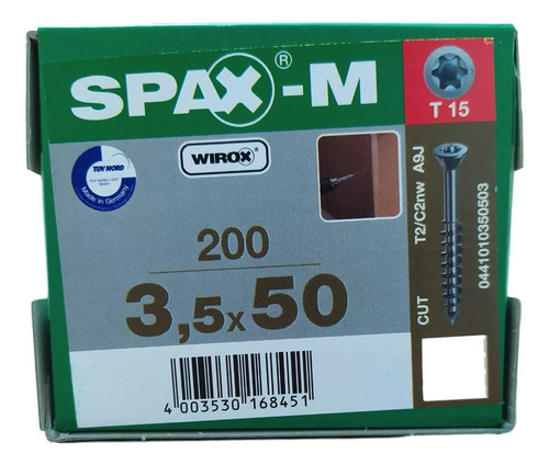 Tornillos Spax-m 3.5 X 50 Caja 200 Piezas Para Mdf T15