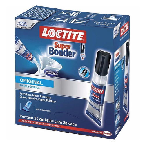 Cola Instantânea Loctite Super Bonder 3g C/ 24un Henkel