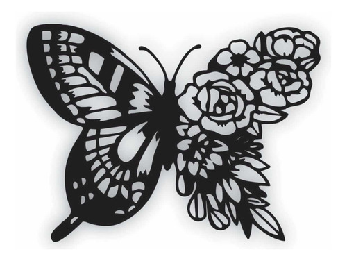 Cuadro Decoración Pared Mariposa Flores Mándala 60 Cm